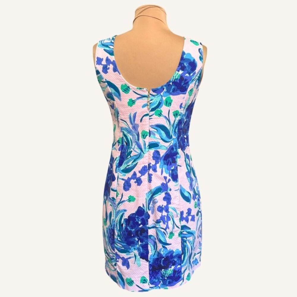 Lilly Pulitzer Pique Mila Shift Dress 0 Lilac Blue Multi Floral Resortwear EUC - Picture 4 of 7